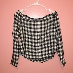Off the shoulder plaid top
